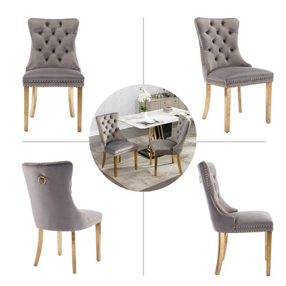 AADEN 6x Velvet Dining Chairs with Golden Metal Legs-Grey V226-SW1501GY-3
