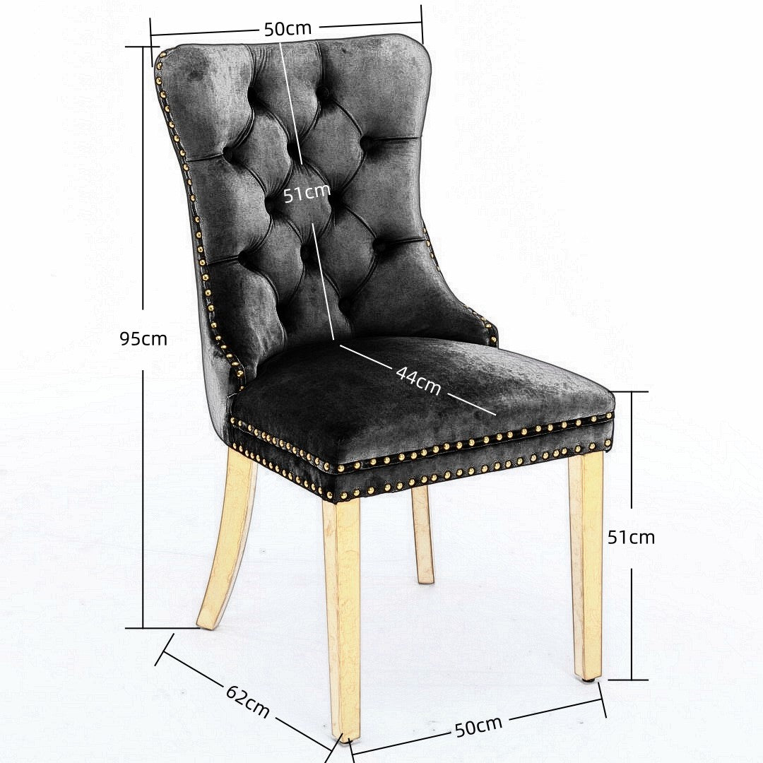 AADEN 8x Velvet Dining Chairs with Golden Metal Legs-Grey V226-SW1501GY-4