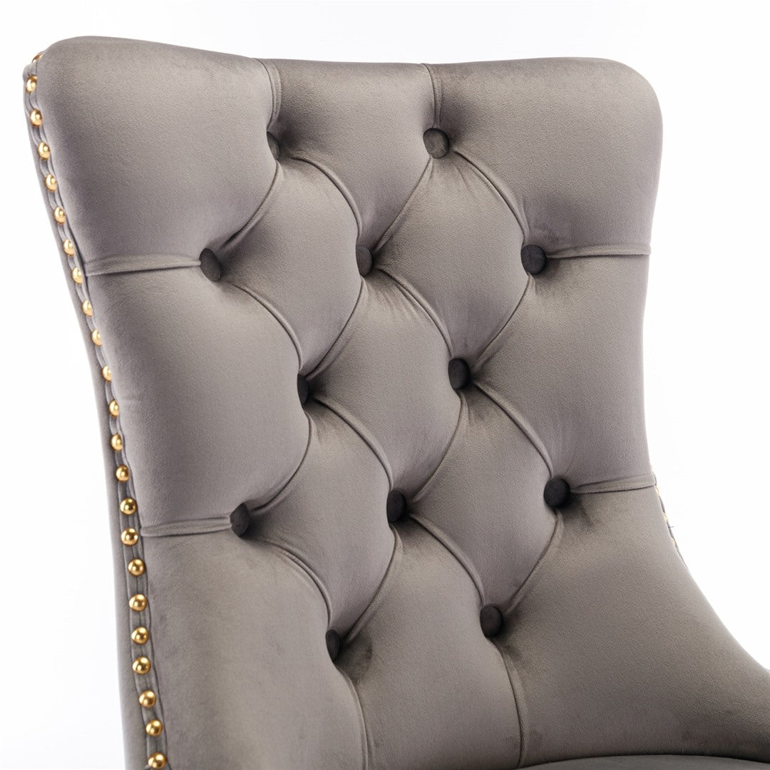 AADEN 8x Velvet Dining Chairs with Golden Metal Legs-Grey V226-SW1501GY-4