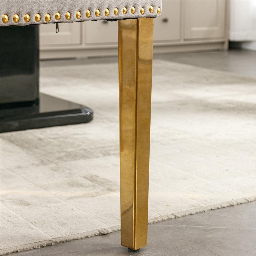 AADEN 8x Velvet Dining Chairs with Golden Metal Legs-Grey V226-SW1501GY-4