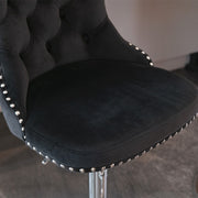 4x Height Adjustable Swivel Bar Stool Velvet Studs Barstool with Footrest and Chromed Base- Black V226-SW1712BK-2