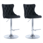 2x Height Adjustable Swivel Bar Stool Velvet Studs Barstool with Footrest and Chromed Base- Black V226-SW1712BK