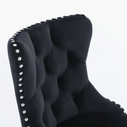 2x Height Adjustable Swivel Bar Stool Velvet Studs Barstool with Footrest and Chromed Base- Black V226-SW1712BK