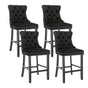 4X Velvet Bar Stools with Studs Trim Wooden Legs Tufted Dining Chairs Kitchen V226-SW1802BK-2