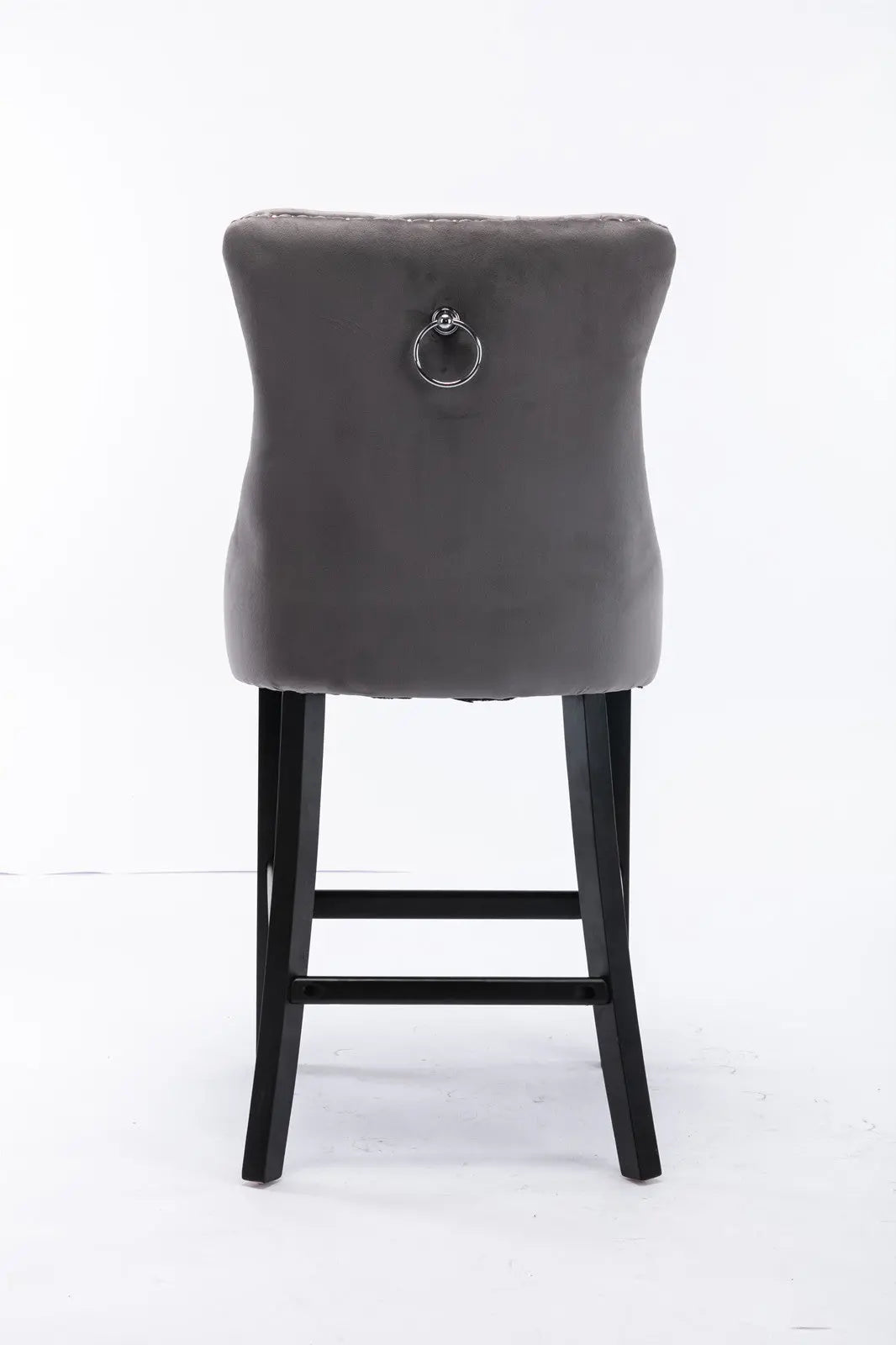 2X Velvet Bar Stools with Studs Trim Wooden Legs Tufted Dining Chairs Kitchen V226-SW1802GY
