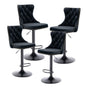 4x Height Adjustable Swivel Bar Stool Velvet Nailhead Barstool with Footrest V226-SW1812BK-2