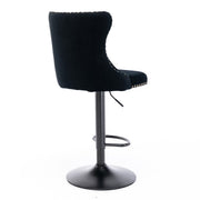 4x Height Adjustable Swivel Bar Stool Velvet Nailhead Barstool with Footrest V226-SW1812BK-2