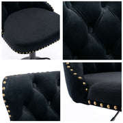 4x Height Adjustable Swivel Bar Stool Velvet Nailhead Barstool with Footrest V226-SW1812BK-2