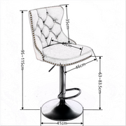 2x Height Adjustable Swivel Bar Stool Velvet Nailhead Barstool with Footrest V226-SW1812BK