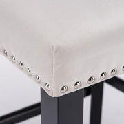 2x Velvet Upholstered Button Tufted Bar Stools with Wood Legs and Studs-Beige V226-SW1824BG