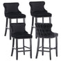 4x Velvet Upholstered Button Tufted Bar Stools with Wood Legs and Studs-Black V226-SW1824BK-2