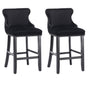 2x Velvet Upholstered Button Tufted Bar Stools with Wood Legs and Studs-Black V226-SW1824BK