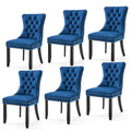 6x Velvet Dining Chairs Upholstered Tufted Kithcen Chair with Solid Wood Legs Stud Trim and Ring-Blue V226-SW1901BL-3