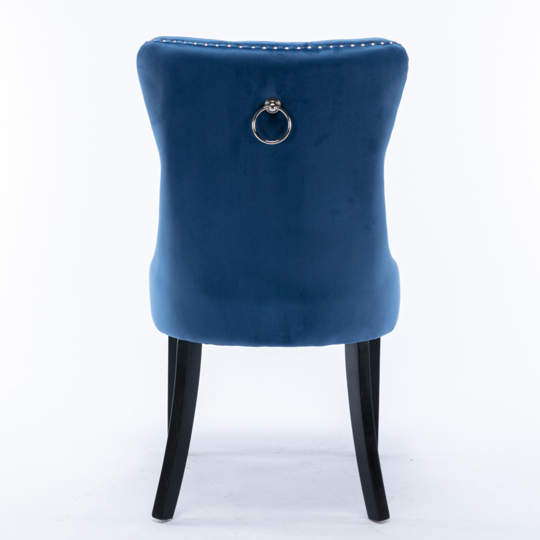6x Velvet Dining Chairs Upholstered Tufted Kithcen Chair with Solid Wood Legs Stud Trim and Ring-Blue V226-SW1901BL-3