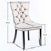 6x Velvet Dining Chairs Upholstered Tufted Kithcen Chair with Solid Wood Legs Stud Trim and Ring-Blue V226-SW1901BL-3