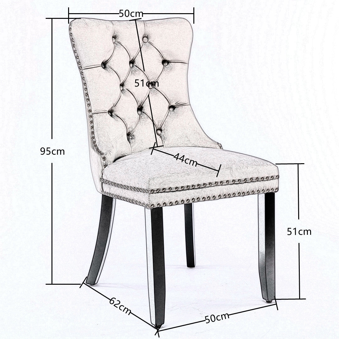 6x Velvet Dining Chairs Upholstered Tufted Kithcen Chair with Solid Wood Legs Stud Trim and Ring-Blue V226-SW1901BL-3
