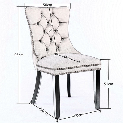 6x Velvet Dining Chairs Upholstered Tufted Kithcen Chair with Solid Wood Legs Stud Trim and Ring-Blue V226-SW1901BL-3