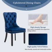 6x Velvet Dining Chairs Upholstered Tufted Kithcen Chair with Solid Wood Legs Stud Trim and Ring-Blue V226-SW1901BL-3