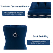 6x Velvet Dining Chairs Upholstered Tufted Kithcen Chair with Solid Wood Legs Stud Trim and Ring-Blue V226-SW1901BL-3