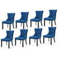 8x Velvet Dining Chairs Upholstered Tufted Kithcen Chair with Solid Wood Legs Stud Trim and Ring-Blue V226-SW1901BL-4