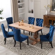 8x Velvet Dining Chairs Upholstered Tufted Kithcen Chair with Solid Wood Legs Stud Trim and Ring-Blue V226-SW1901BL-4