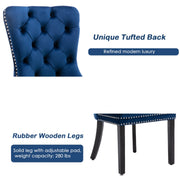 8x Velvet Dining Chairs Upholstered Tufted Kithcen Chair with Solid Wood Legs Stud Trim and Ring-Blue V226-SW1901BL-4