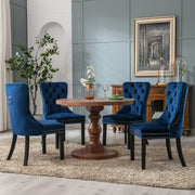 8x Velvet Dining Chairs Upholstered Tufted Kithcen Chair with Solid Wood Legs Stud Trim and Ring-Blue V226-SW1901BL-4