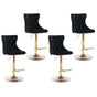 4x Height Adjustable Swivel Bar Stool Velvet Studs Barstool with Footrest and Golden Base- Black V226-SW1912BK-2