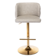 2x Faux Leather Golden Base Swivel Bar Stools- Beige V226-SW1928BG