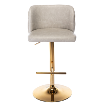 2x Faux Leather Golden Base Swivel Bar Stools- Beige V226-SW1928BG