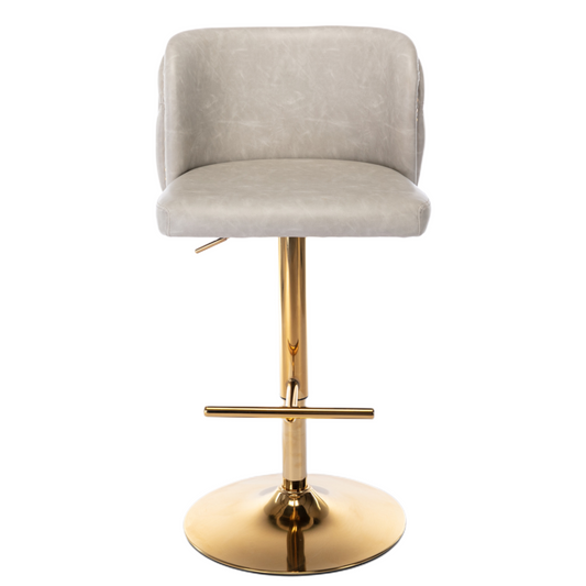 2x Faux Leather Golden Base Swivel Bar Stools- Beige V226-SW1928BG