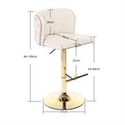 2x Faux Leather Golden Base Swivel Bar Stools- Beige V226-SW1928BG