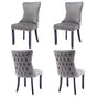 4x Velvet Upholstered Dining Chairs Tufted Wingback Side Chair with Studs Trim Solid Wood Legs for Kitchen V226-SW8809GY-2