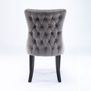 4x Velvet Upholstered Dining Chairs Tufted Wingback Side Chair with Studs Trim Solid Wood Legs for Kitchen V226-SW8809GY-2