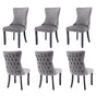 6x Velvet Upholstered Dining Chairs Tufted Wingback Side Chair with Studs Trim Solid Wood Legs for Kitchen V226-SW8809GY-3
