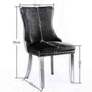 6x Velvet Upholstered Dining Chairs Tufted Wingback Side Chair with Studs Trim Solid Wood Legs for Kitchen V226-SW8809GY-3