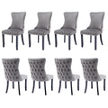 8x Velvet Upholstered Dining Chairs Tufted Wingback Side Chair with Studs Trim Solid Wood Legs for Kitchen V226-SW8809GY-4