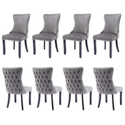 8x Velvet Upholstered Dining Chairs Tufted Wingback Side Chair with Studs Trim Solid Wood Legs for Kitchen V226-SW8809GY-4