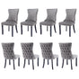 8x Velvet Upholstered Dining Chairs Tufted Wingback Side Chair with Studs Trim Solid Wood Legs for Kitchen V226-SW8809GY-4