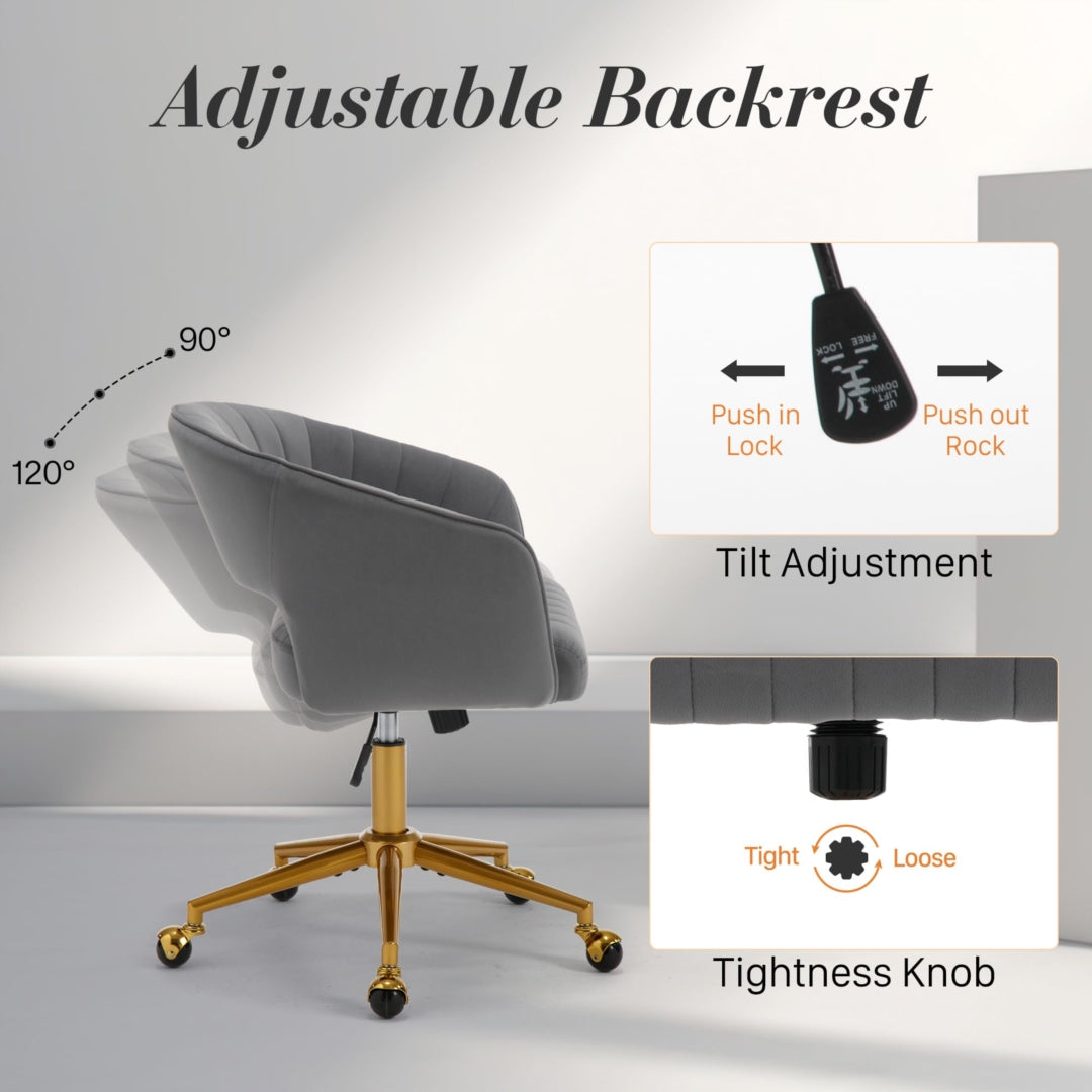 Velvet Home Office Chair- Grey V226-SW8848GY