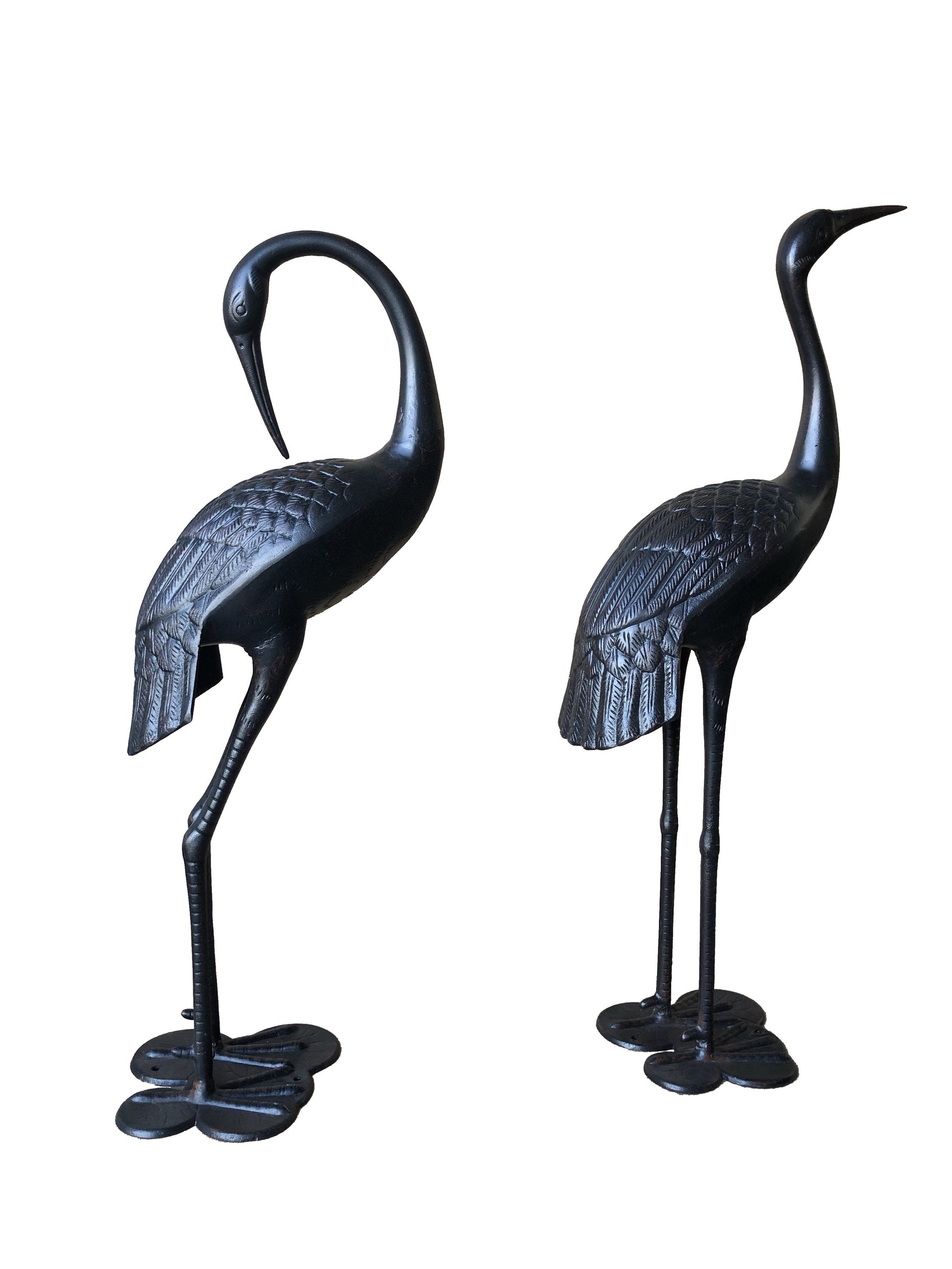 2 Piece Crane Couple Metal Statue Set V231-CAD-01