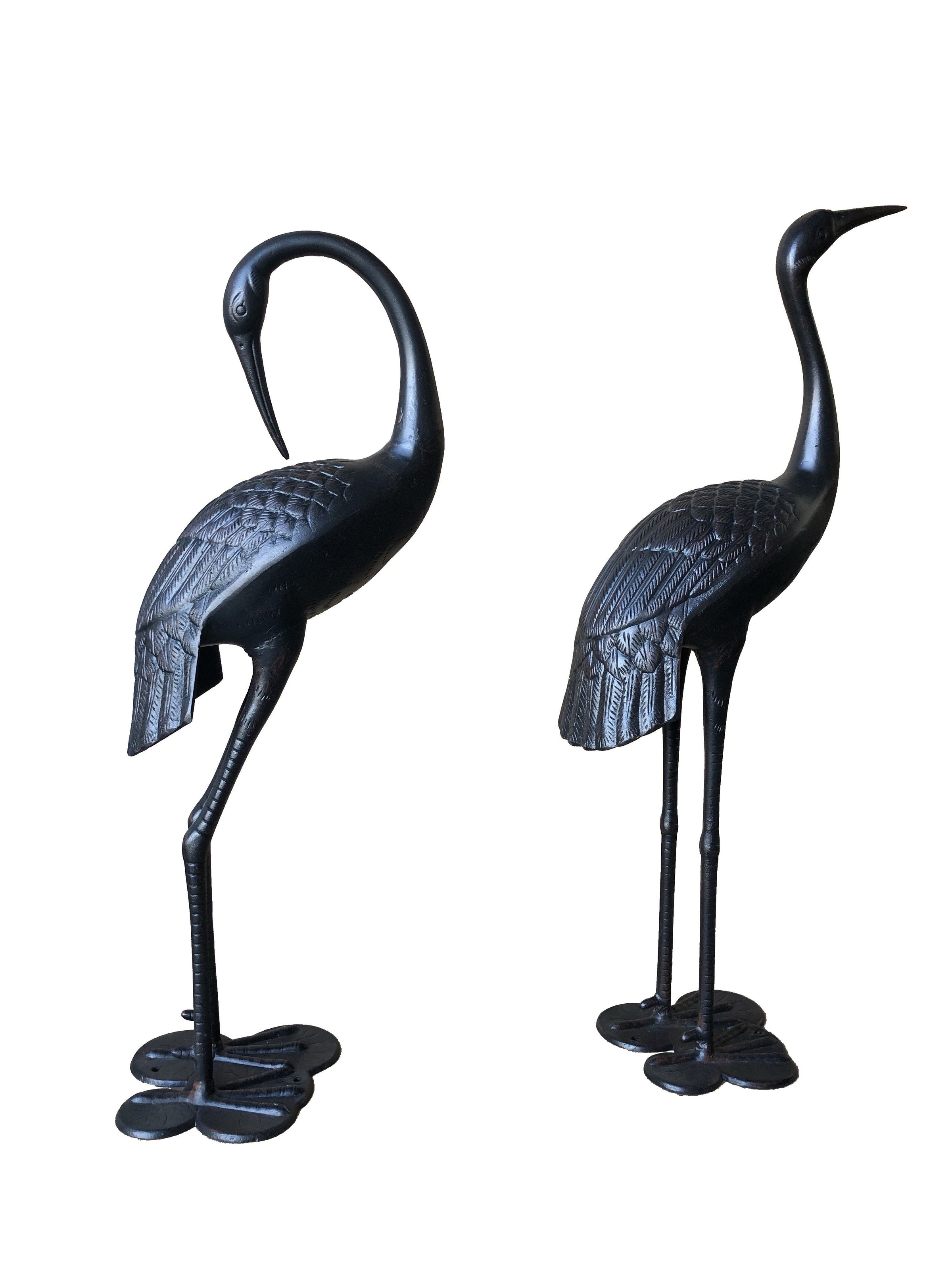 2 Piece Crane Couple Metal Statue Set V231-CAD-01