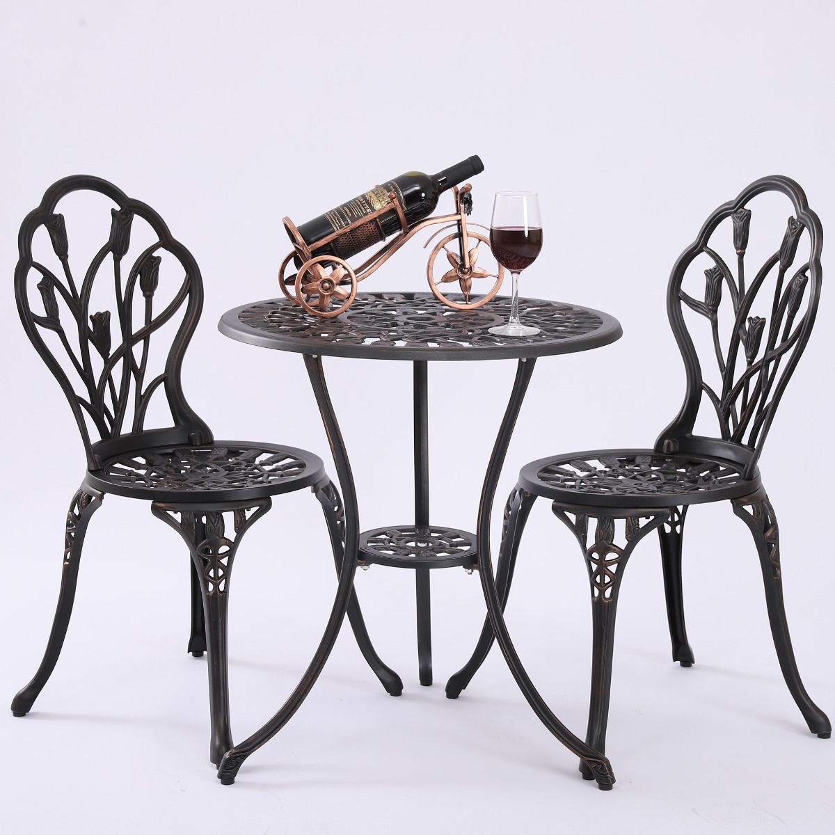 2 Seater Dominique Cast Aluminium Bistro Set V231-CAS-001 BRONZE
