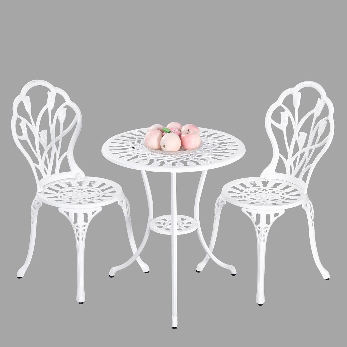 2 Seater Dominique Cast Aluminium Bistro Set V231-CAS-001 WHITE