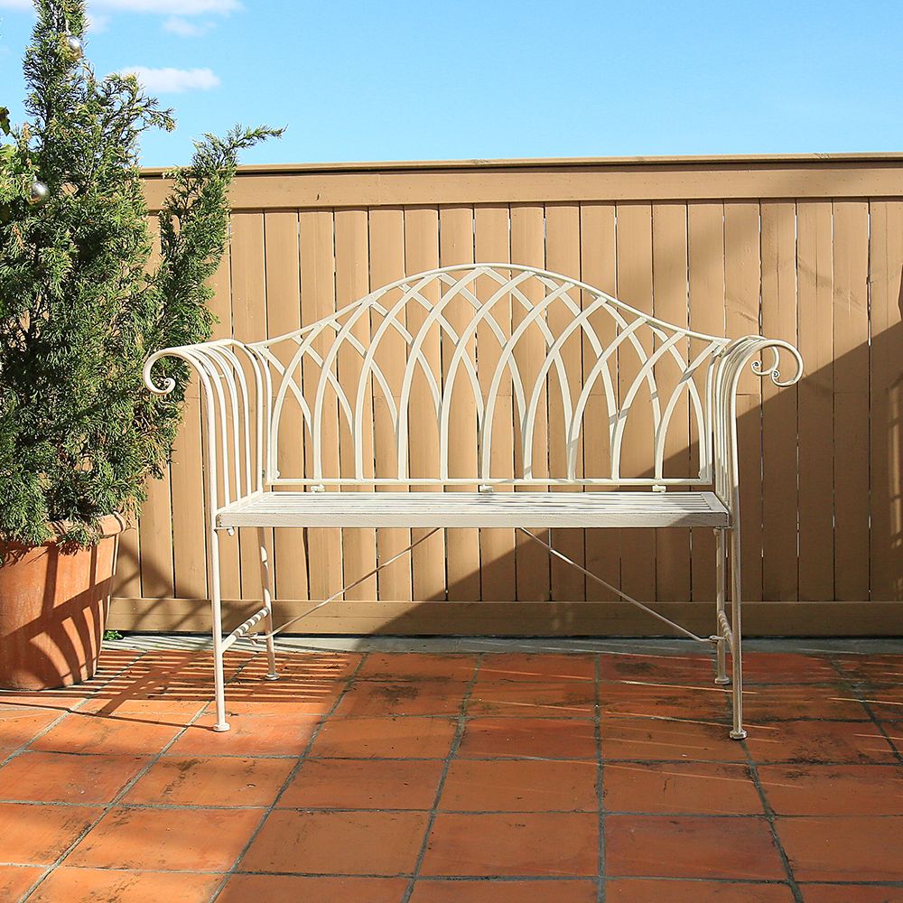 White Lavinia Iron Outdoor Bench V231-MIB-71