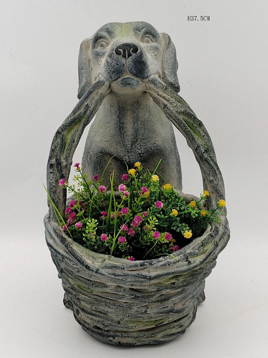 Dog with basket Planter V231-MP-061
