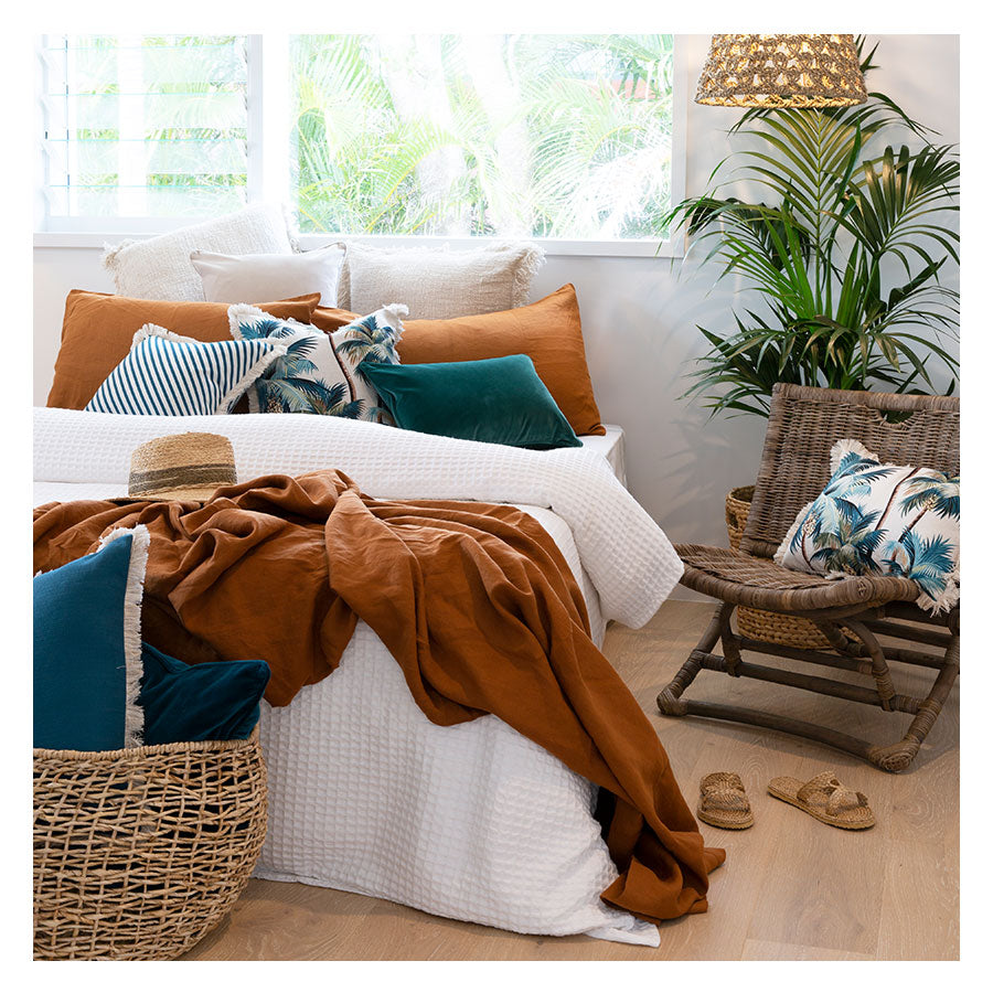 Cushion Cover-Coastal Fringe Natural-Palm Trees Natural-35cm x 50cm V236-EP12204301FNCT