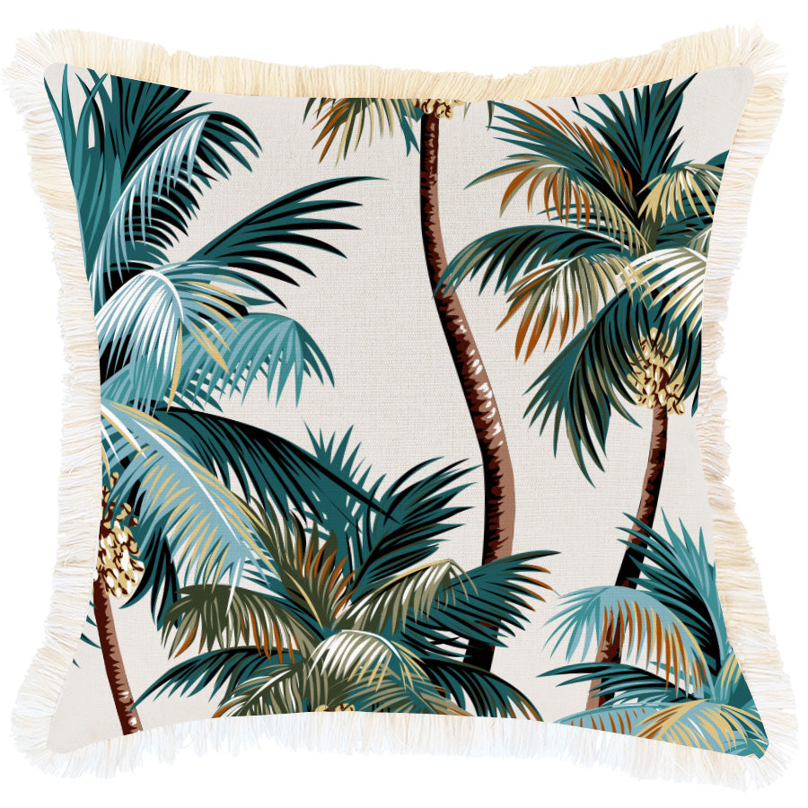 Cushion Cover-Coastal Fringe Natural-Palm Trees Natural-45cm x 45cm V236-EP12204302FNCT