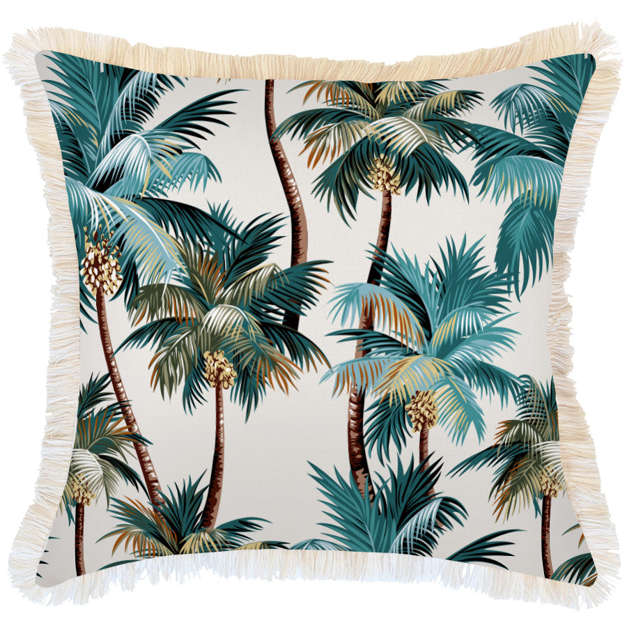 Cushion Cover-Coastal Fringe Natural-Palm Trees Natural-60cm x 60cm V236-EP12204303FNCT