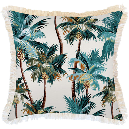 Cushion Cover-Coastal Fringe Natural-Palm Trees Natural-60cm x 60cm V236-EP12204303FNCT